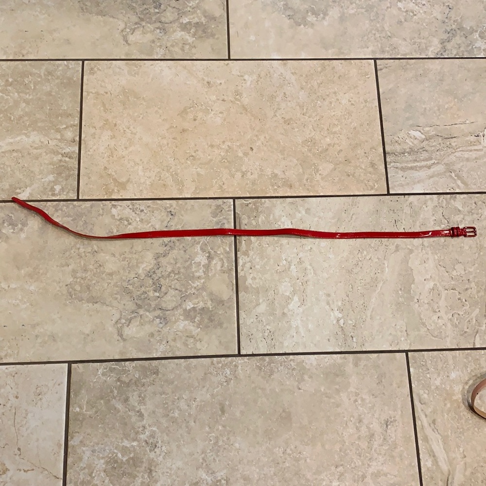 Red patent leather belt